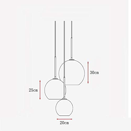 MZStech H XD GLOBAL 3-Light Globe Pendant Light, Silver Glass Chandelier for Kitchen Island, 35cm