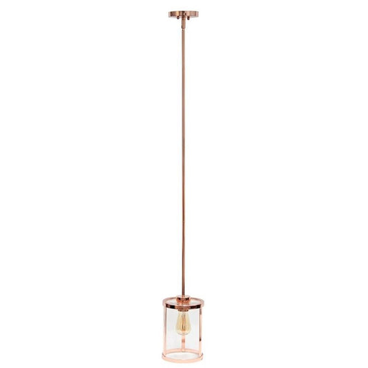 Lalia Home 1-Light Pendant Fixture, Clear Glass, Metal Accents, 9.25in Height, Rose Gold, Model 1270-LHP-3002-RG