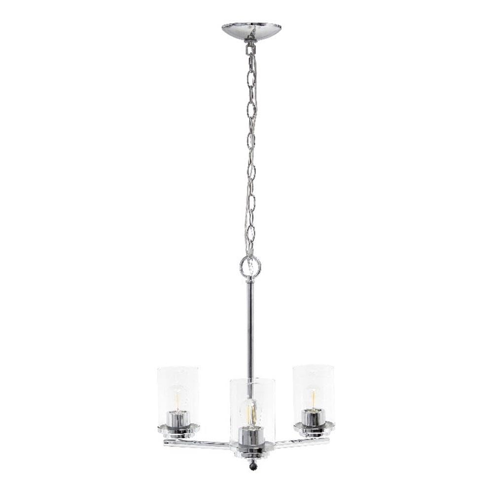 LALIA HOME 3-Light Pendant Chandelier, Classic Contemporary, Clear Glass & Metal, 15x15x64, Chrome, Model LHP-3012