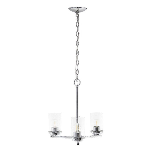 LALIA HOME 3-Light Pendant Chandelier, Classic Contemporary, Clear Glass & Metal, 15x15x64, Chrome, Model LHP-3012