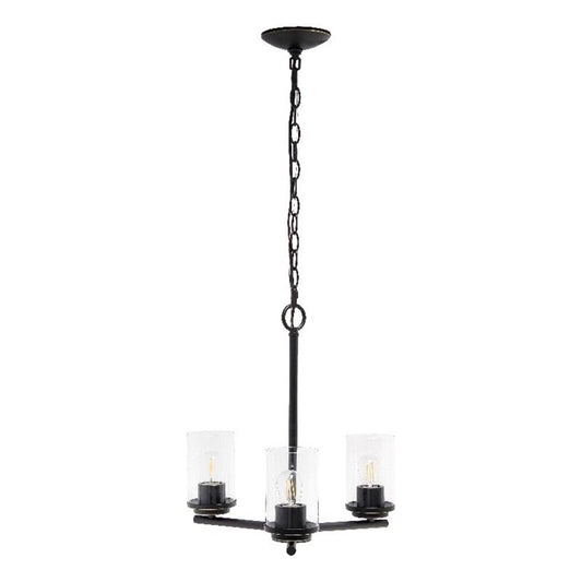 LALIA HOME 3-Light Pendant Chandelier, 15in Clear Glass, Restoration Bronze, Model LHP-3012, for Kitchen Island, Foyer, Living Room