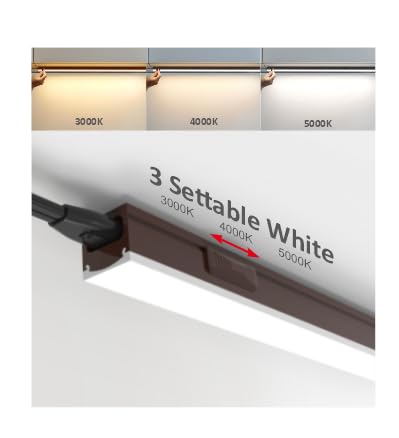 Leetdud Under Cabinet Lighting Plug In  32 Inch 1 Pc  Linkable Ac120V 3Cct 3000K/4000K/5000K Ultra Slim  Led Under Cabinet Lights For Counter Light  Kitchen  Shelf  Sink  Workshop  Desk  Bronze