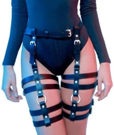 CLOACE Punk Leather Waist Chain Black Body Chains Belly Chain Layered Thigh Leg Garter Belts Sexy Rave Body Jewelry Accessories for Women