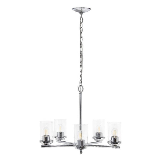 LALIA HOME 5-Light Pendant Chandelier, Clear Glass & Metal, 20.5in Size, Chrome Finish, Model 1270-LHP-3013-CH