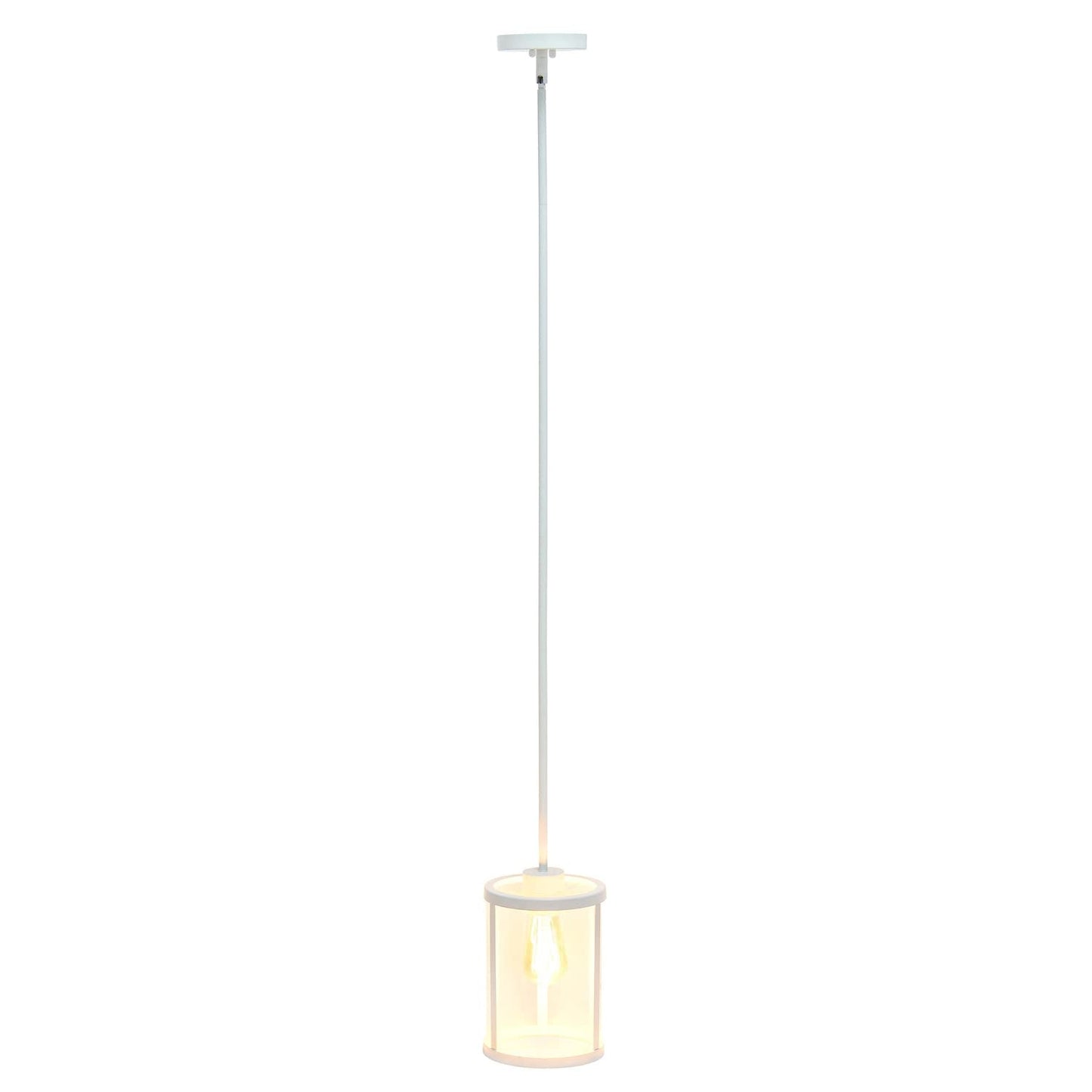Lalia Home 1-Light Hanging Pendant Fixture, Clear Glass, Metal Accents, 9.25in Modern Farmhouse, White, Model 1270-LHP-3002-WH
