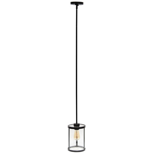 Elegant Designs PT1010-BLK 1-Light Ceiling Pendant, Black, Glass, 9.25in Adjustable, Modern Vintage Industrial for Kitchen or Dining Room