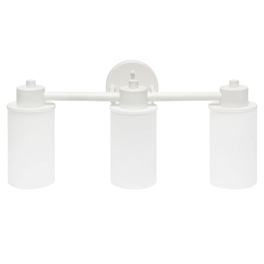Lalia Home Vanity Light Fixture, Three Light Metal & Opaque Glass, 20.75inL x 6.5inW x 10inH, White, Model 1270-LHV-100