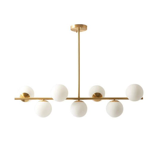 KCO Lighting Modern Brass Chandelier Pendant Light 7-Lights Glass Fixture Mid Century Gold and White L1043