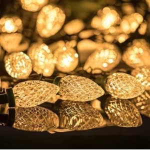 Kaq 2Pk 100Led Warm White C9 Christmas Lights Waterproof Indoor Outdoor  98Ft Extendable C9 String Lights Plug In With 13 Lighting Modes  Christmas Decorations For Party Patio  Outside Yard Decor