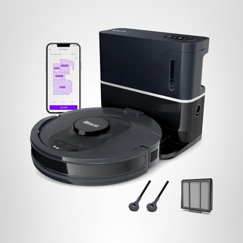 Shark AV2501S AI Ultra Robot Vacuum, with Matrix Clean, Home Mapping, 30-Day Capacity HEPA Bagless Self Empty Base, Perfect for Pet Hair, Wifi, Dark Grey