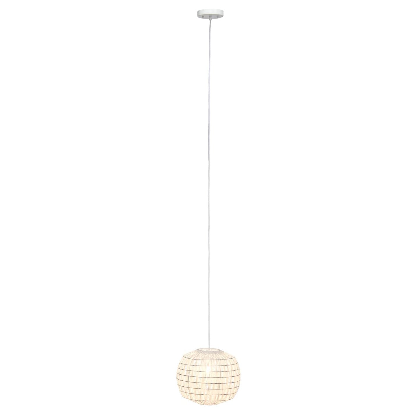 Lalia Home 1-Light Pendant, Bohemian Coastal Style, 11.37in Size, White Paper Shade, Model 1270-LHP-3008-WH