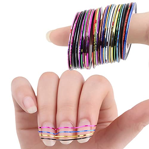 Artdone Nail Striping Tape Lines Kit With Nail Art Pens Dotting Tools And Liner Brushes For Gel Polish Small Detail Drawing Desi