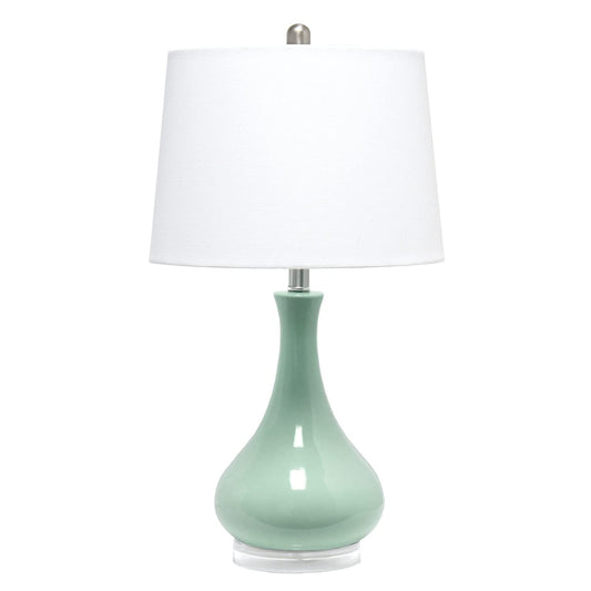 Elegant Designs LT3312-AQU Ceramic Table Lamp, Glossy Tear Drop Shape, 14inL x 14inW x 26.25inH, Aqua
