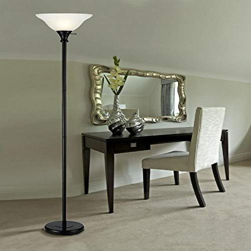 Cal Lighting BO-213-BK Floor Lamp, Metal, Smokey Glass Shades, 13 x 13 x 70, Black Finish