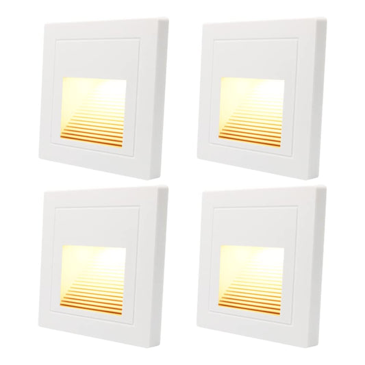 Arotelicht LED Indoor Step Light 4-Pack, Warm White 3000K, Recessed Wall Light, Aluminum, Model RWPW12-4, Not Waterproof