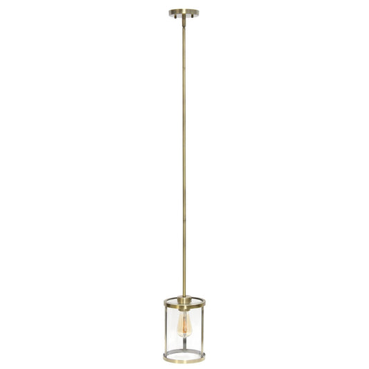 Elegant Designs PT1010-ABS Ceiling Pendant Light, Antique Brass, 1-Lt Metal & Glass, 6.75x6.75x55 inches, Vintage Modern Farmhouse Style