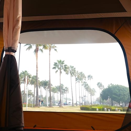 KTT Extra Large Tent 12 Person,Family Cabin Tents,2 Rooms,3 Doors and 3 Windows with Mesh,Straight Wall,Waterproof,Double Layer,Big Tent for Outdoor,Picnic,Camping,Family Gathering(Brown)
