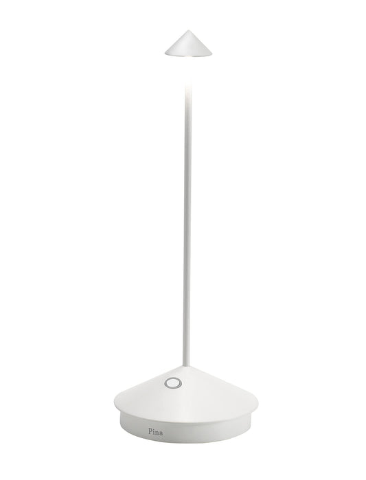 Zafferano Pina Pro LED Table Lamp - White Aluminum, Indoor/Outdoor, H29cm, Model: ZAFPINAPRO-WH