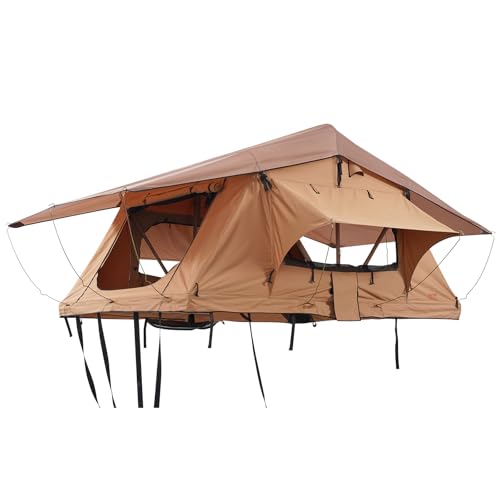 VEVOR Rooftop Tent Hard Shell, Roof Top Tents for Car SUV Truck Jeep Van Camping, Rooftent with Telescopic Ladder Thick Mattress & LED Strip Light, 2-3 Person Family Camping Tent