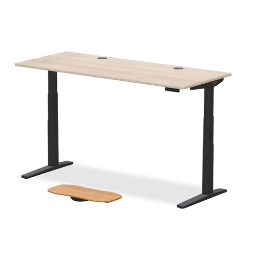 UPLIFTDESK V3 2-Leg Maple Laminate Wood Standing Desk – Adjustable Height, Advanced 1-Touch Memory Keypad, Under Desk Cable Management, Wire Grommets & Rocker Board (Black C-Frame, 72 x 30 inch)