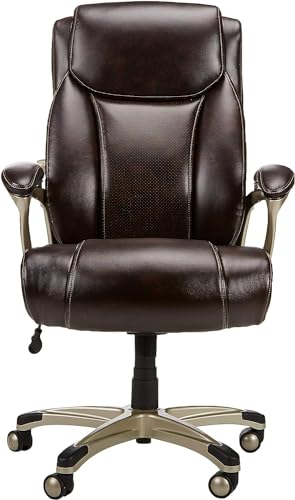 Amazon Basics Big & Tall Executive Office Chair with Lumbar Support, Adjustable Height, 350-Pound Capacity, 28.5"D x 30.25"W x 47.9"H, Black Pewter Finish
