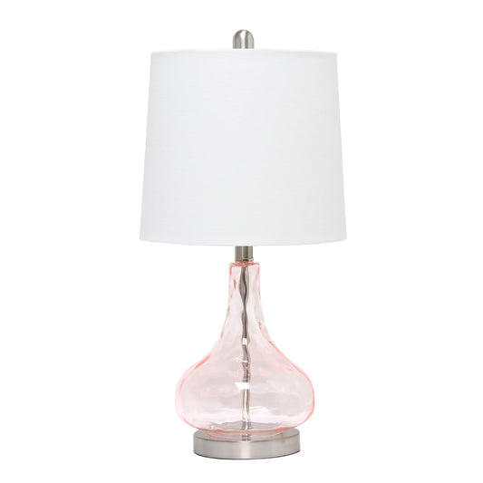 Elegant Designs Modern Bedside Table Lamp, 23.25in Pink Rose Quartz, Fabric Shade, Model LT3326-RQT, 11inL x 11inW