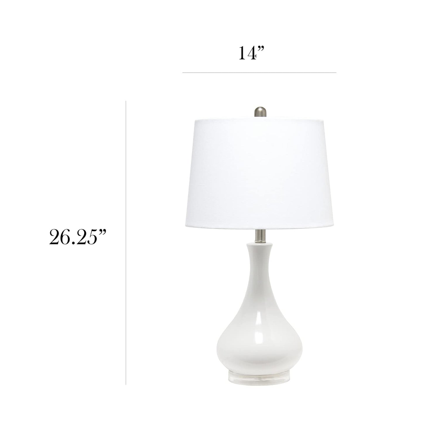 Elegant Designs LT3312-AQU Ceramic Table Lamp, Glossy Tear Drop Shape, 14inL x 14inW x 26.25inH, Aqua