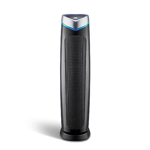 GermGuardian 5-In-1 HEPA Air Purifier for Home, Large Rooms Up To 915 Sq. Ft. with HEPA Pet Air Filter, UV-C Light & Odor Reduction, AC5250PT, 28" Tower, Gray