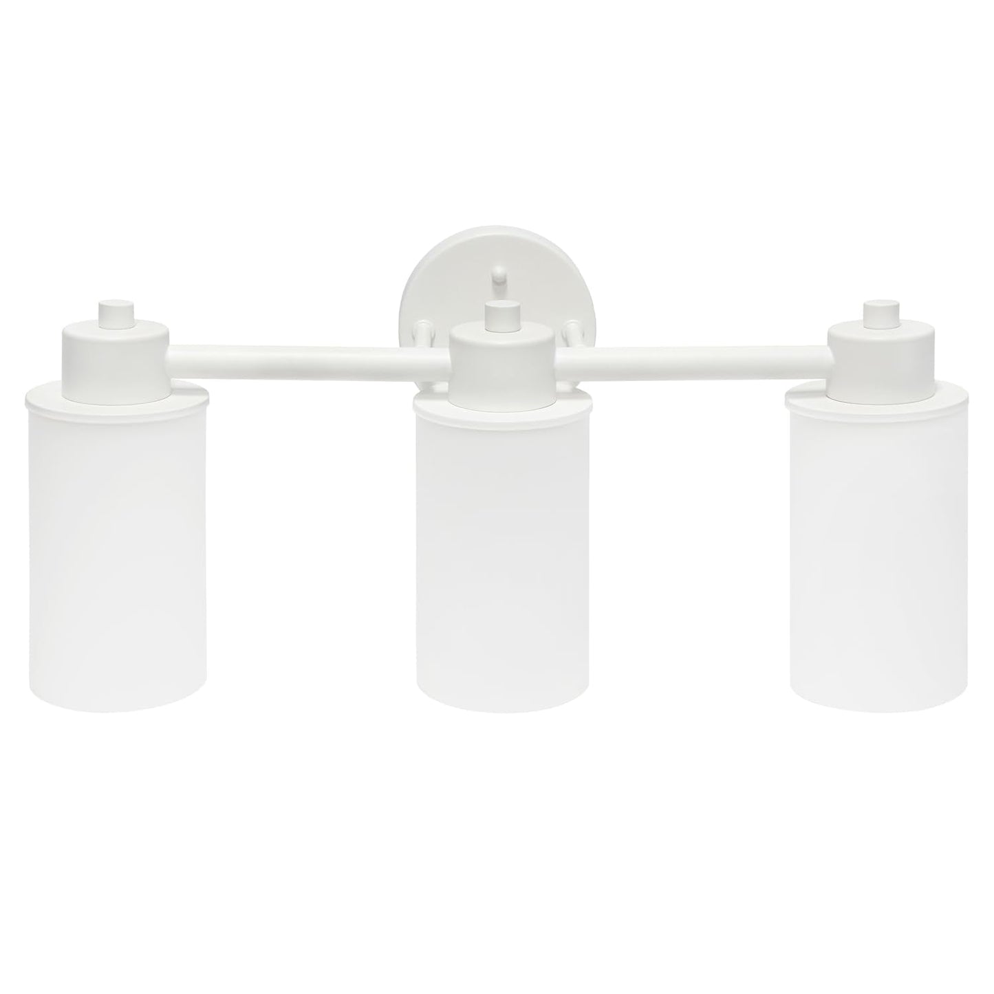Simple Designs Modern Wall Mounted Vanity Fixture, 3 Light, Metal, Milk White Glass Shades, 20.75in, VT1024-WHT, White