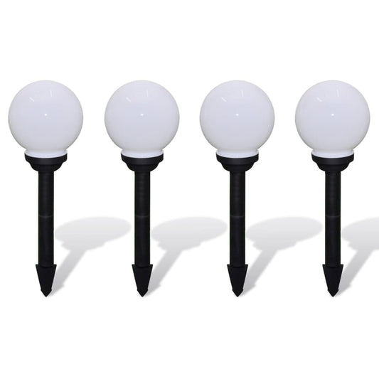 vidaXL Outdoor Solar Path Garden Lamp 4pcs LED 5.9in Plastic White with Black Tubes Model 14255