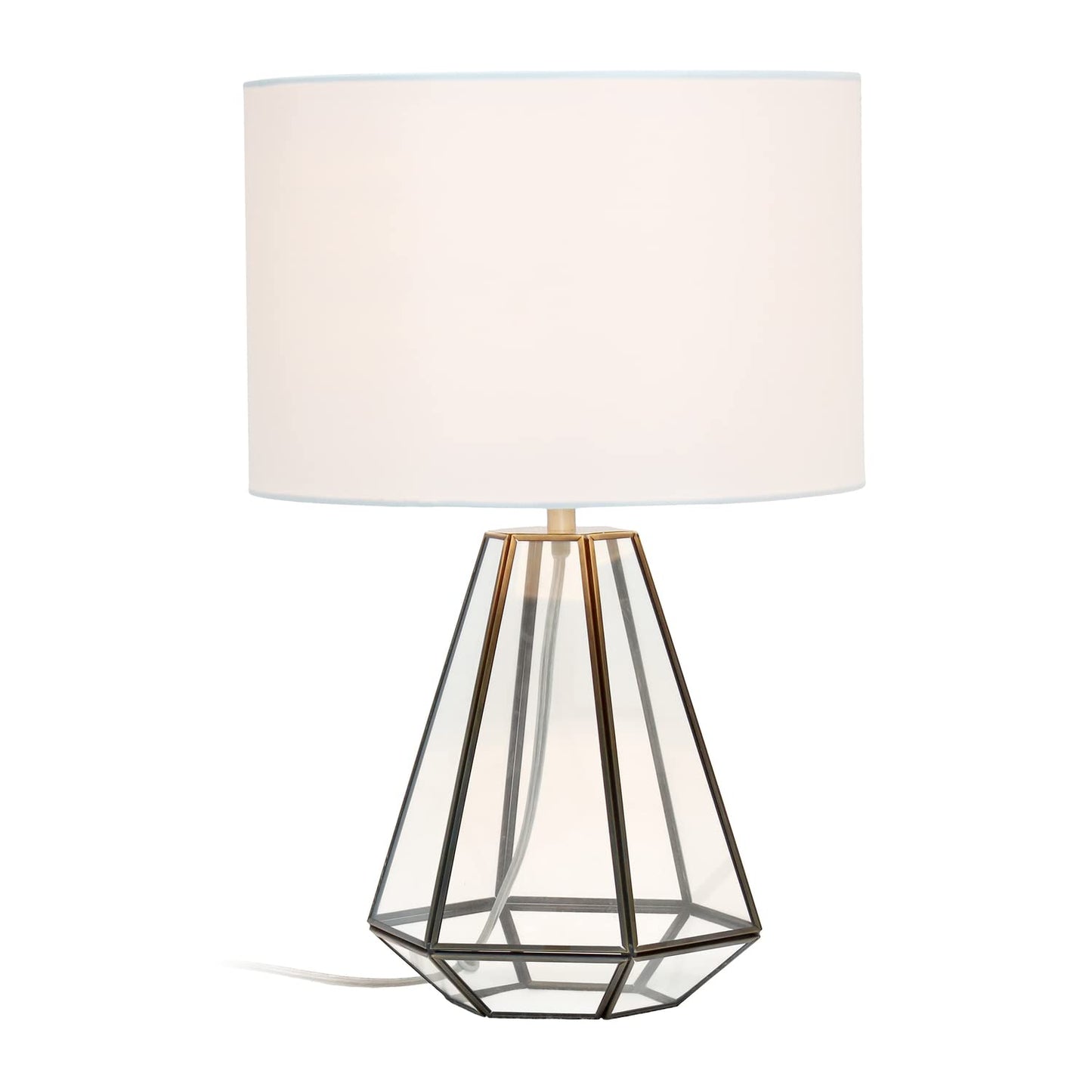 Elegant Designs LT1094-BRS Antique Glass Brass Table Lamp with White Shade