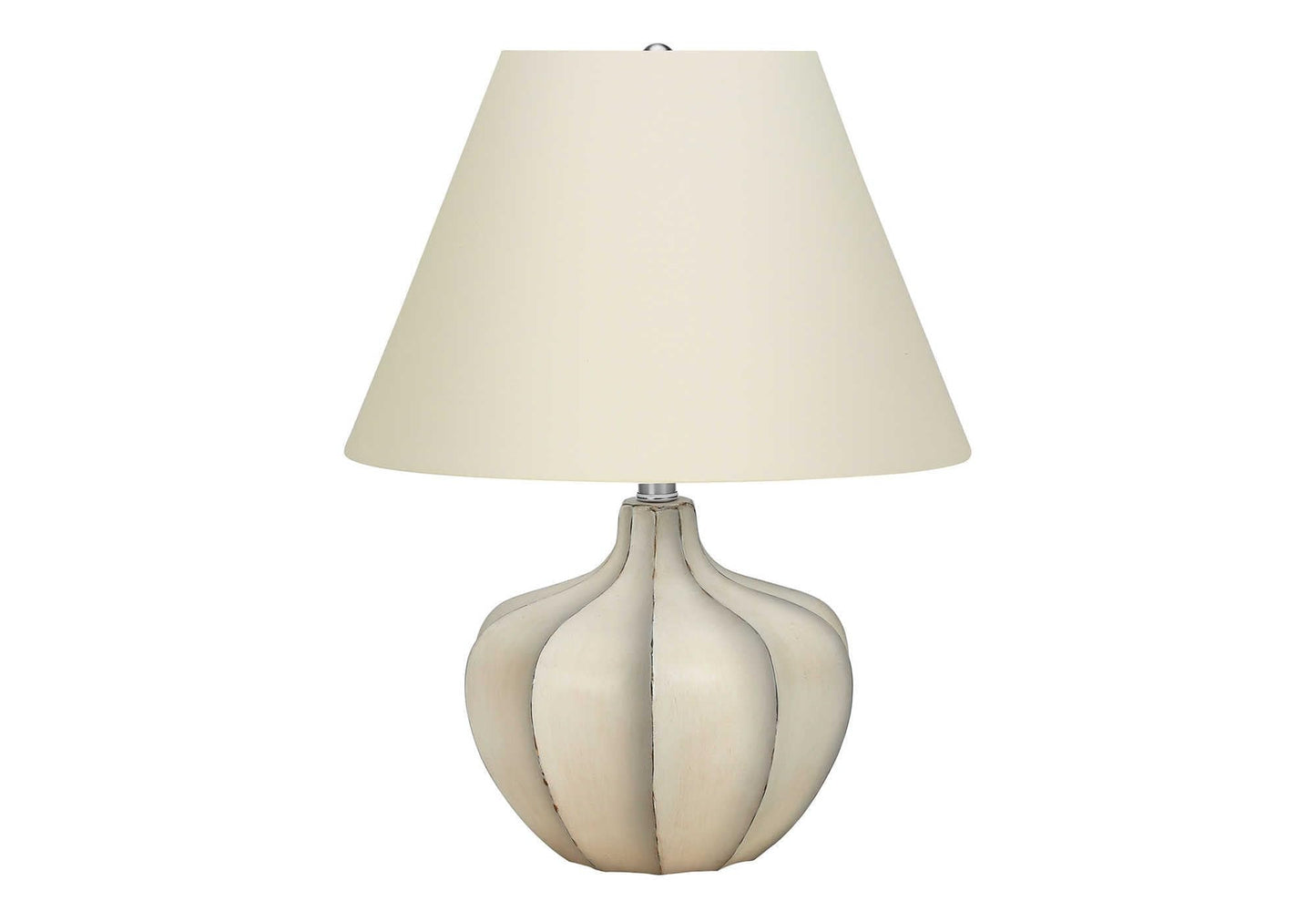 Monarch Specialties I 9733 Table Lamp, Cream Resin, Ivory Shade, 16inL x 16inW x 20.75inH