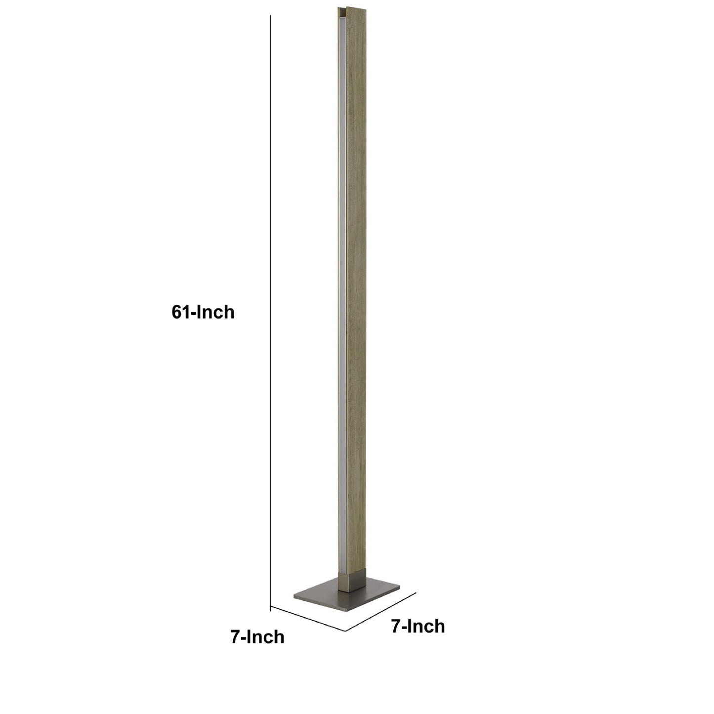 Benzara 61 Inch Wood Floor Lamp, Dimming LED Column, Brown, Model BM271958