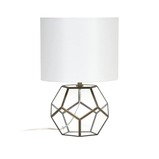 Elegant Designs LT1093-BRS Vintage Modern Table Lamp, Brass/Clear Glass, White Shade