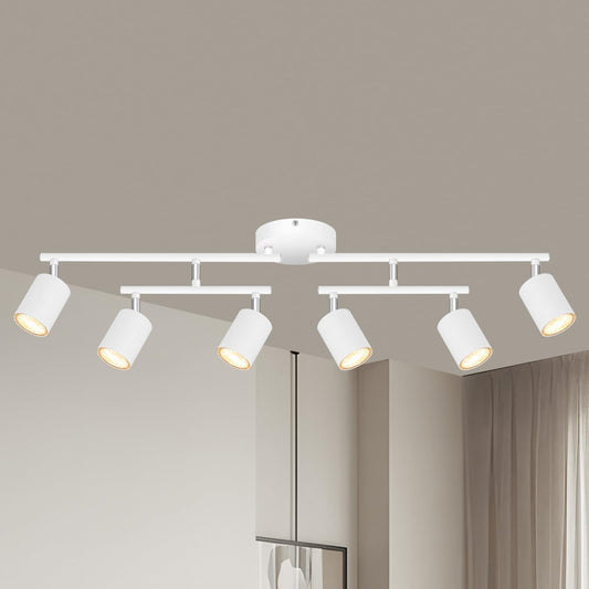 Auquee 6 Light Track Lighting Fixtures Ceiling  Matte White Kichen Track Lighting Fixtures With Rotatable Light Heads  Upgrade Light Poles  Modern Led Spot Lights For Kitchen/Hallway  No Gu10 Bulb