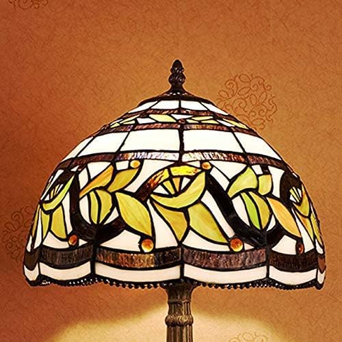 Miaoke Stained Glass Table Lamp Stained Glass Crystal Bead Style Table Light  Handmade Desk Bedside Night Light  Antique Art Craft Gifts Lover Living Room Bedroom Bookcase (Lace Baroque)
