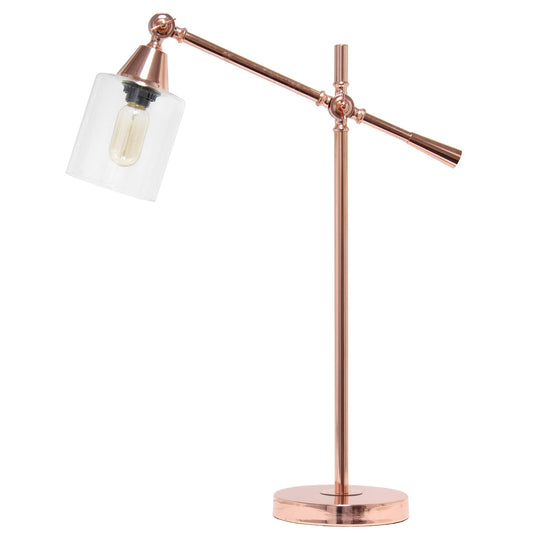 LALIA HOME Vertically Adjustable Desk Lamp, Metal, 7.25inL x 19.75inW x 28inH, Rose Gold, Model LHD-2001-RG