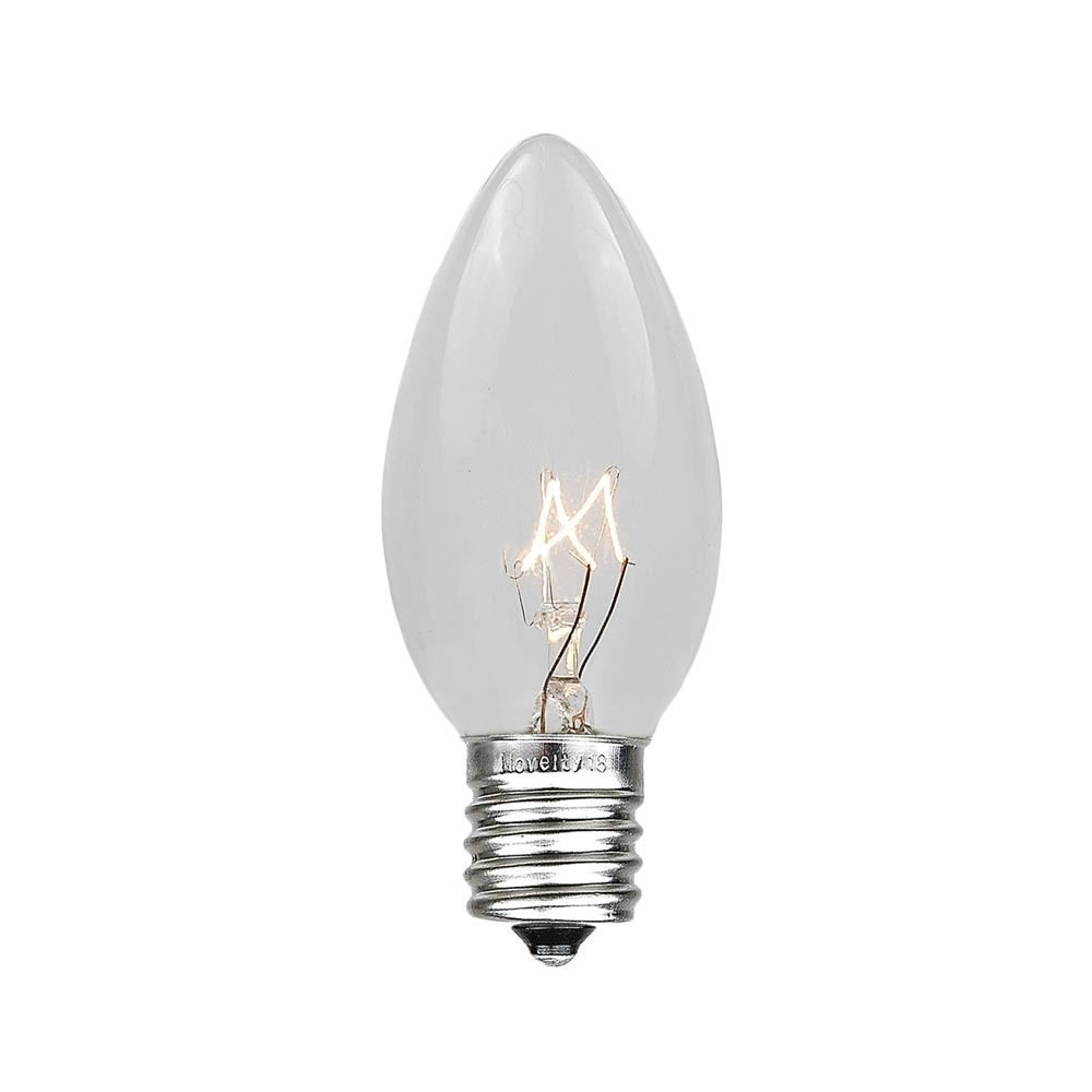Novelty Lights C9 Outdoor Christmas Replacement Bulbs, Clear Glass, E17 Intermediate Base, 7 Watt, 500 Bulbs