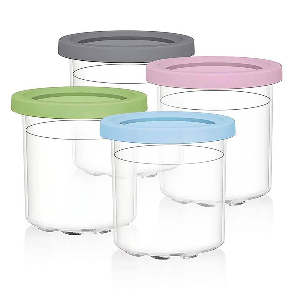 Ninja NC501 CREAMi Deluxe 11-in-1 XL Ice Cream Maker Silver (Renewed) Bundle with Deco Essentials 6 Pack of Pints and Lids for Ninja Creami