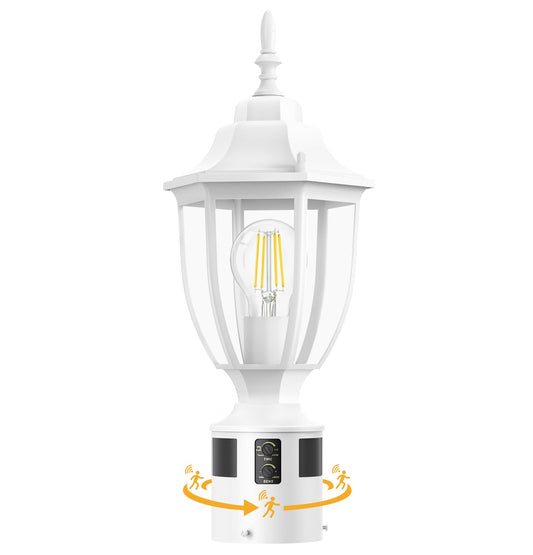 Lamomo Motion Sensor Outdoor Post Lights  Dusk To Dawn Lamp Post Light Fixture  Waterproof Aluminum Lamp Posts Outdoor Lighting Pole Lantern For Yard Patio Pathway Garden  White