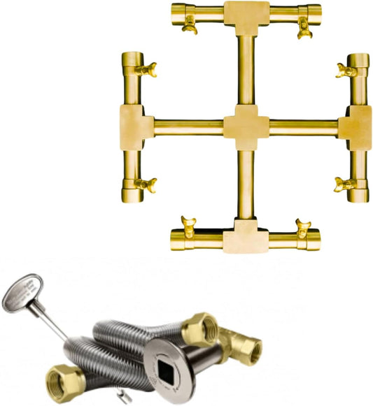 11" Inch Brass Jet Burner for Round & Square Fire Pit - Natural Gas or Propane Fire Pit Fireplace - Premium Fire Pit Burner for Outdoor (11" Inch, Propane)