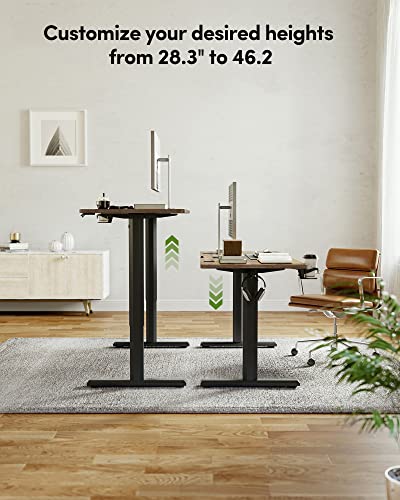 BANTI 55"x24" Standing Desk, Electric Stand up Height Adjustable Home Office Table, Sit Stand Desk with Splice Board, Black Frame & Rustic Brown Top