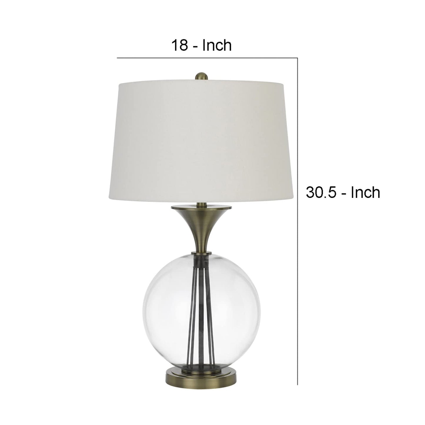Benzara Globe Table Lamp, 46 in., Metal & Glass, Dimmer, Brass, Model BM272230