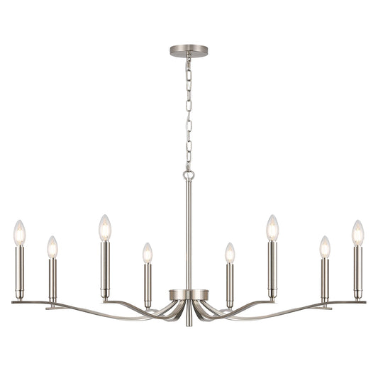 Fookchak Nickel Chandeliers For Dining Room  8-Light Chandelier Light Fixture Over Table Modern Candle Chandelier 44In Master Bedroom Chandeliers Lighting For Entry Foyer Bathtub Living Room