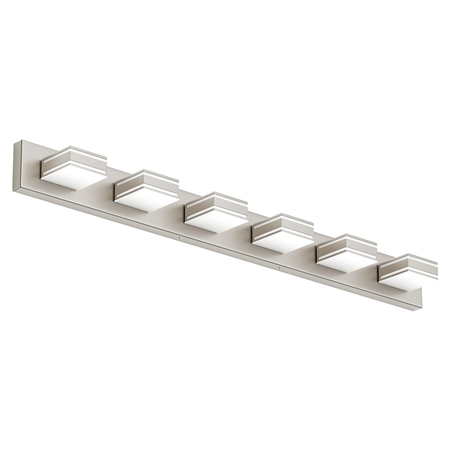 Ralbay 48Inch Brushed Nickel Bathroom Vanity Light 6-Light Metal Acrylic Modern Led Bathroom Lighting Over Mirror