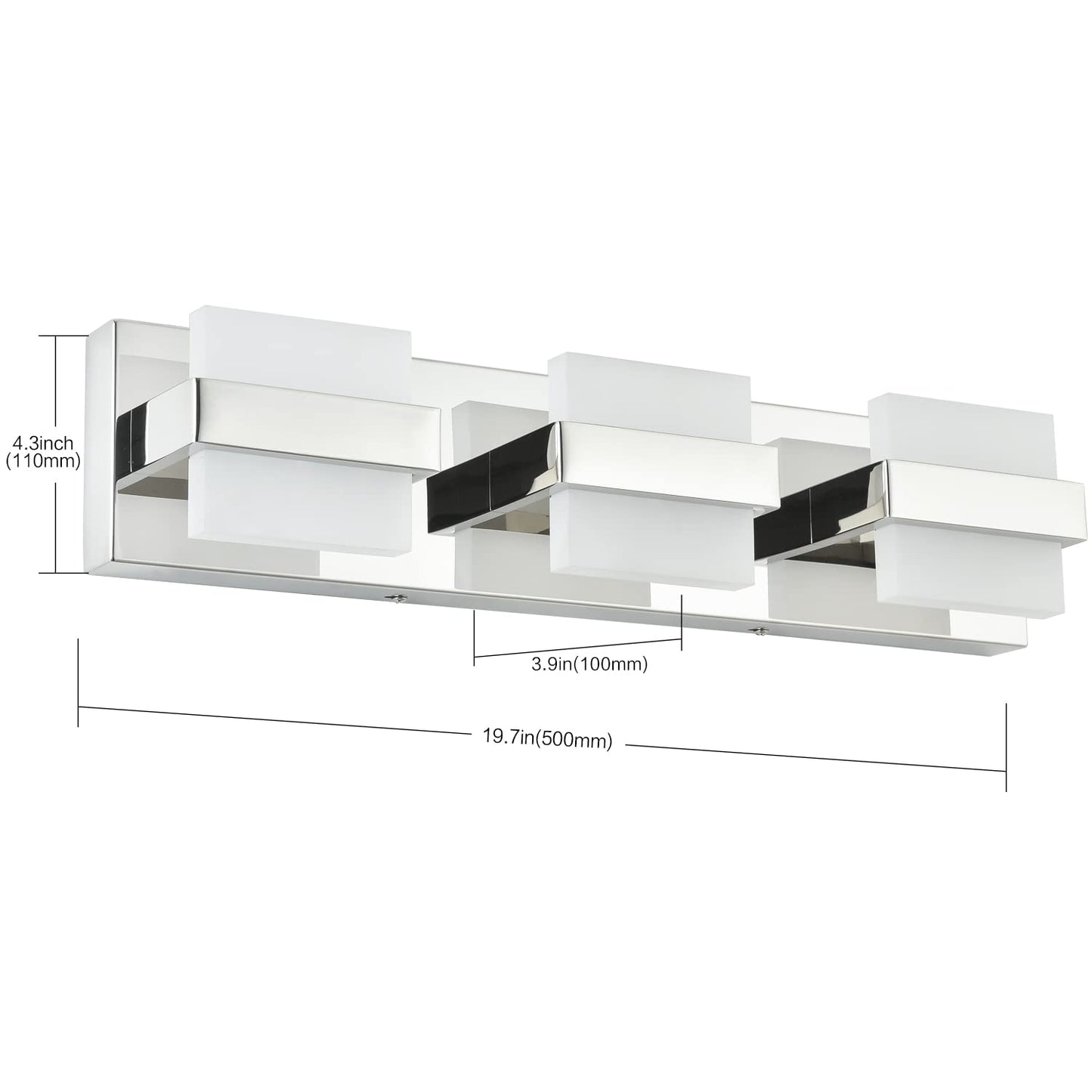SOLFART LED Vanity Lights 3 Lights Warm Light 3000K Chrome Stainless Steel Model 7248-3T-Warm