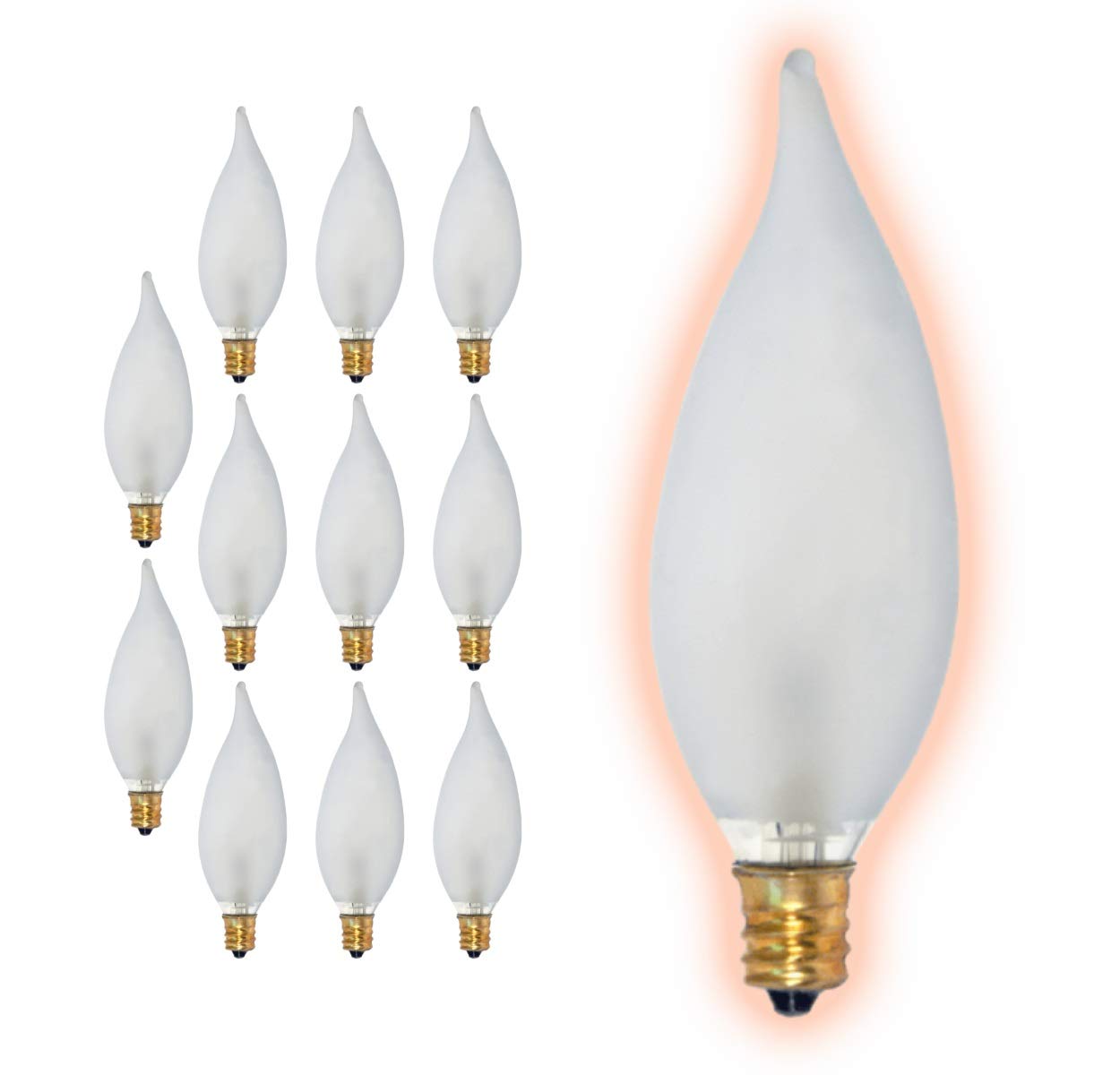 GoodBulb 25W Flame Tip Candelabra Bulbs | Dimmable | 2700K Soft White | 12 Count | Frosted Finish