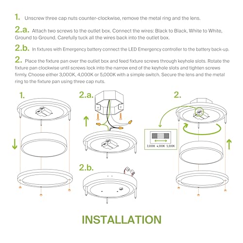 Asd Led 16 Inch Round Flush Mount Light Fixture | 24W 1900Lm 3000K-5000K 120V | 3Cct  Dimmable  Energy Star  Etl Listed | Close To Ceiling Double Ring Lamp  Low Profile Lighting | Black