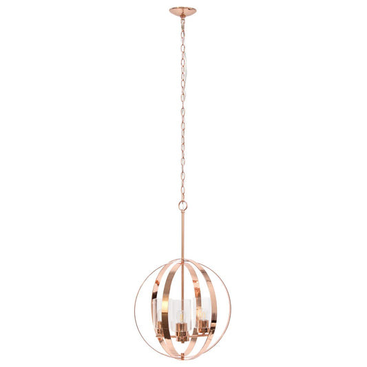 Elegant Designs 3-Light Pendant Light, Metal & Glass, 18inx18inx28.5in, Rose Gold, Model PT1021-RGD