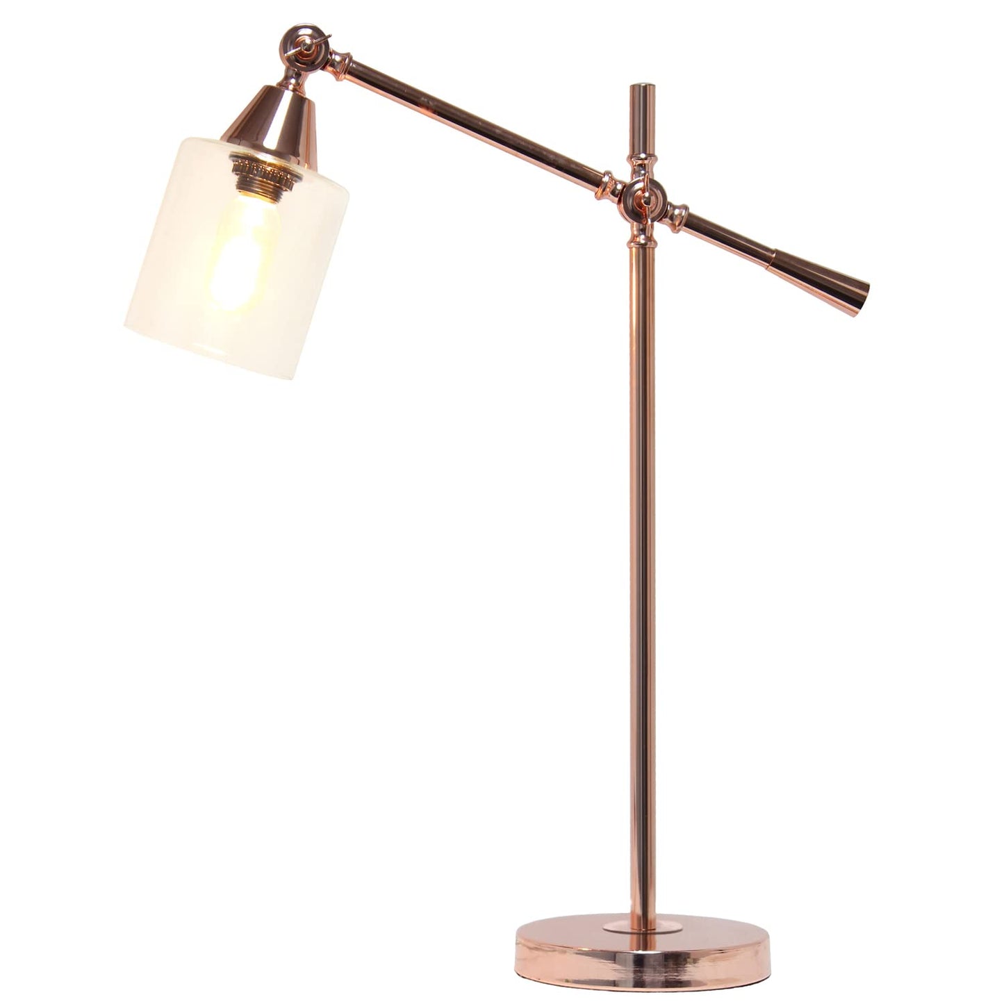 LALIA HOME Vertically Adjustable Desk Lamp, Metal, 7.25inL x 19.75inW x 28inH, Rose Gold, Model LHD-2001-RG